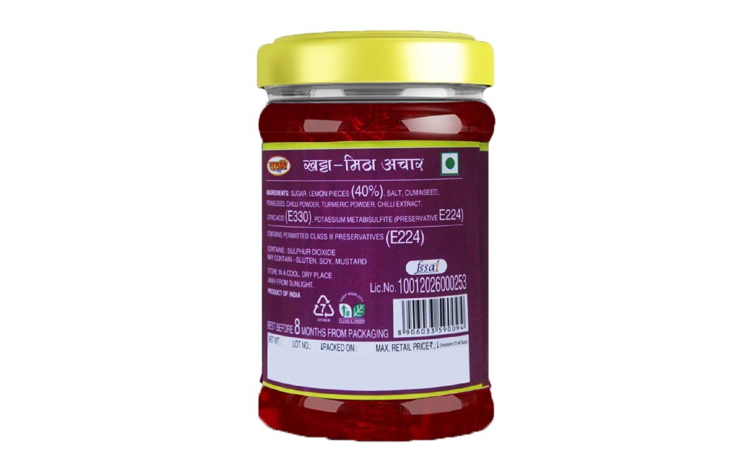 Suruchi Khatta Mittha Pickle    Plastic Jar  325 grams